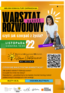 Wołomin Wydarzenie Inne wydarzenie Warsztat rozwojowy | "RADOŚĆ - czyli jak czerpać z życia?"